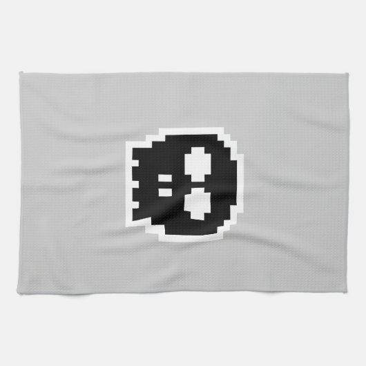 Retro Black 8-bits schedel Theedoek (Horizontaal)