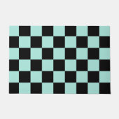 Retro Black Blue Checkerboard Pattern Deurmat (Voorkant)