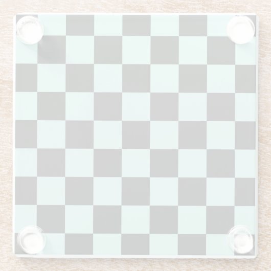 Retro Black Blue Checkerboard Pattern Glazen Onderzetter (Achterkant)