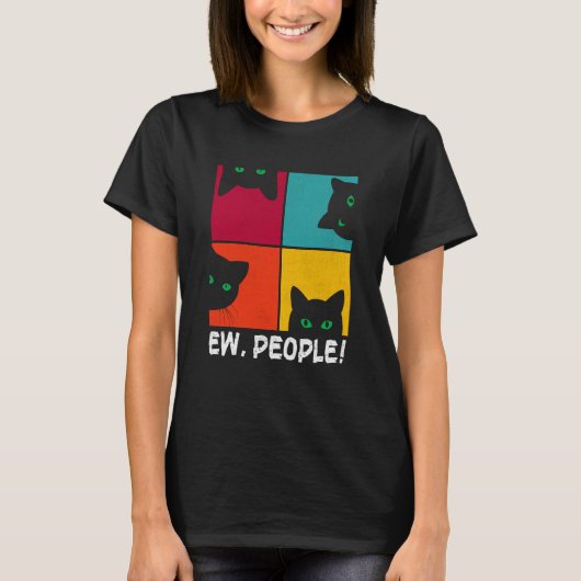 Retro Black Ca Ew People Meowy Cat T-shirt (Voorkant)