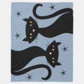 Retro Black Cat, blauw Fleece Deken (Voorkant)