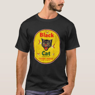 Retro Black Cat Firecrackers T-shirt