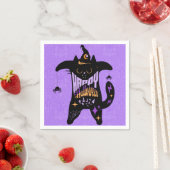 Retro Black Cat Funny Halloween Servet (Insitu)