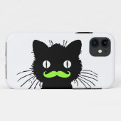 RETRO BLACK CAT FUNNY LIME GREEN MUSTACHE Case-Mate iPhone CASE (Achterkant (horizontaal))