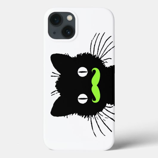 RETRO BLACK CAT FUNNY LIME GREEN MUSTACHE Case-Mate iPhone CASE (Achterkant)