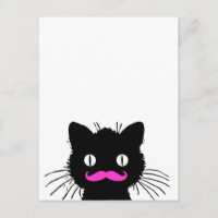 RETRO BLACK CAT FUNNY PINK MUSTACHE