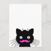 RETRO BLACK CAT FUNNY PINK MUSTACHE BRIEFKAART (Voorkant)