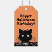 Retro Black Cat Halloween Birthday Cadeaulabel (Voorkant)