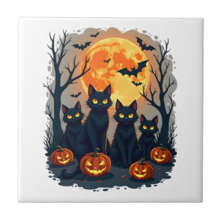 Retro Black Cat Halloween Pumpkin Costume For Wome Tegeltje