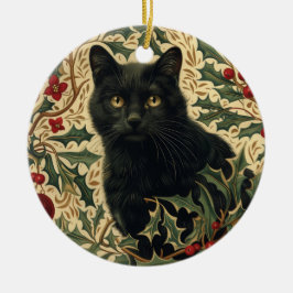 Retro Black Cat Keramisch Ornament
