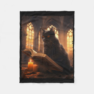 Retro Black Cat Leesboek Halloween Boo Fleece Deken