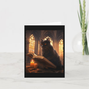 Retro Black Cat Leesboek Halloween Boo Kaart