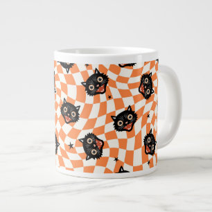 Retro Black Cat Oranje controlepatroon Extra Grote Beker