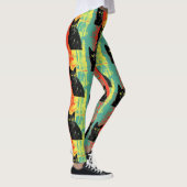 Retro Black Cat Pattern Leggings (Droite)