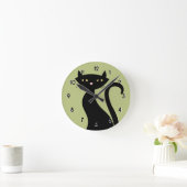 Retro Black Cat Ronde Klok (Huis)