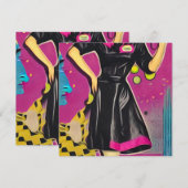 Retro Black Dress Waitress Kaart (Voorkant / Achterkant)
