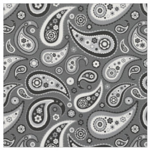 Retro Black en Grey Paisley Pattern Stof