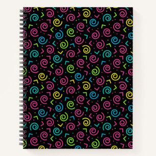 Retro Black en Neon Doodle Pattern van 80/90 Notitieboek
