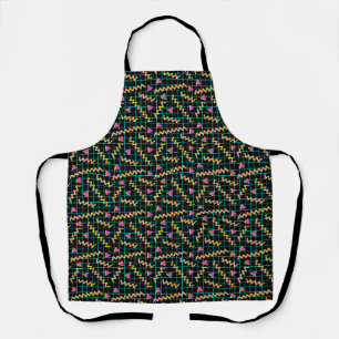 Retro Black en Neon Doodle Pattern van 80/90 Schort