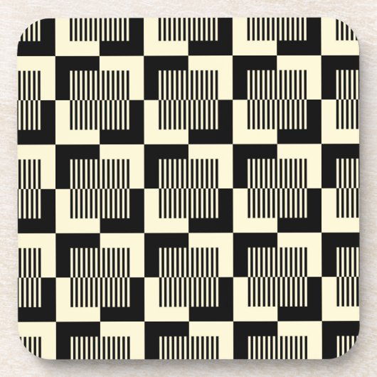 Retro Black en Tan Pattern Bier Onderzetter (Voorkant)
