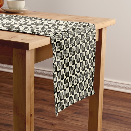 Retro Black en Tan Pattern Korte Tafelloper (Voorbeeld)
