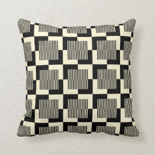 Retro Black en Tan Pattern Kussen
