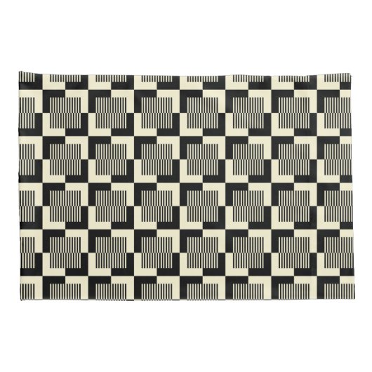 Retro Black en Tan Pattern Kussensloop (Achterkant-Rechts)