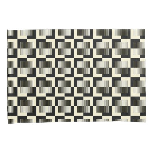 Retro Black en Tan Pattern Kussensloop (Voorkant-Rechts)