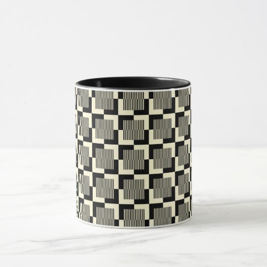 Retro Black en Tan Pattern Mok (Midden)