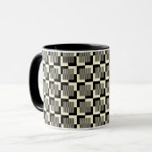 Retro Black en Tan Pattern Mok (Voorkant links)