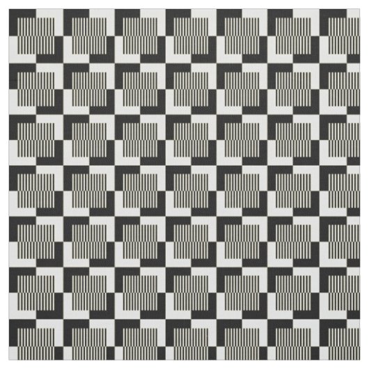 Retro Black en Tan Pattern Stof (Swatch)