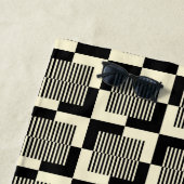 Retro Black en Tan Pattern Strandlaken (In situ)