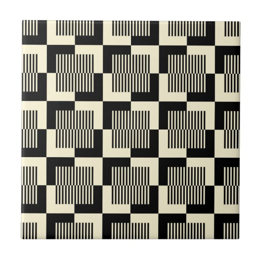 Retro Black en Tan Pattern Tegeltje (Voorkant)