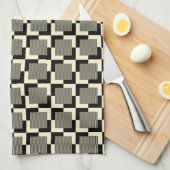 Retro Black en Tan Pattern Theedoek (Quarter Fold)