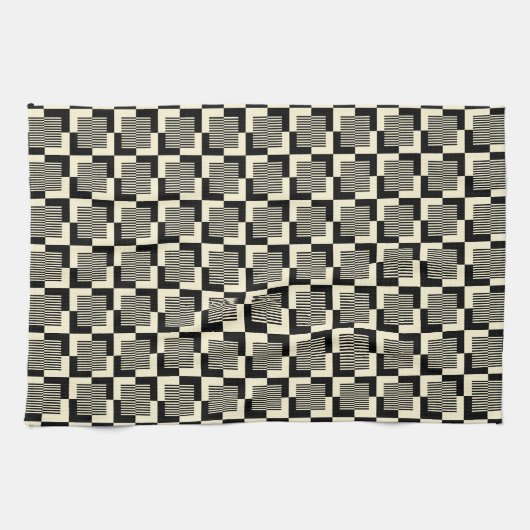 Retro Black en Tan Pattern Theedoek (Horizontaal)