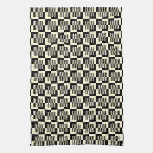 Retro Black en Tan Pattern Theedoek (Verticaal)