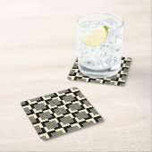 Retro Black en Tan Pattern Vierkante Kartonnen Onderzetter (Insitu)