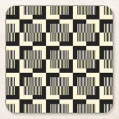 Retro Black en Tan Pattern Vierkante Kartonnen Onderzetter (Voorkant)