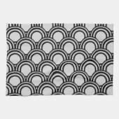 Retro Black en White Art Deco Abstract patroon Theedoek (Horizontaal)