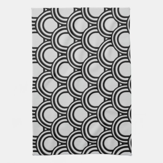 Retro Black en White Art Deco Abstract patroon Theedoek (Verticaal)
