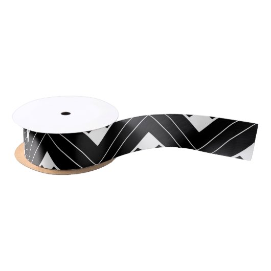 Retro Black en White Art Deco Pattern Lint (Spoel)