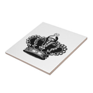 Retro  Black en White Beauful Royal Crown Tegeltje