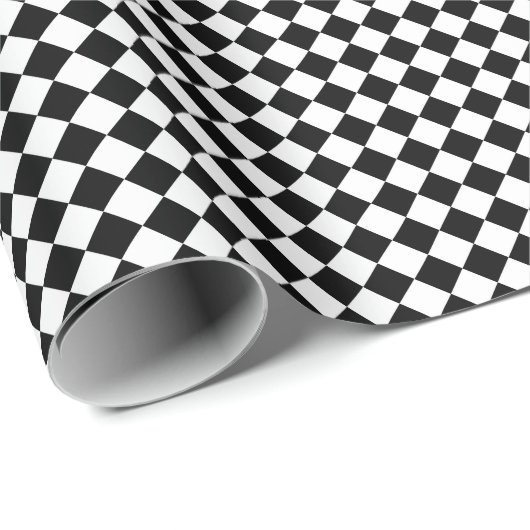 Retro Black en White Checkered Pattern Cadeaupapier (Rol Hoek)