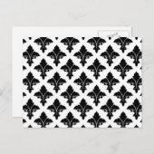 Retro Black en White Floral Pattern Briefkaart (Voorkant / Achterkant)
