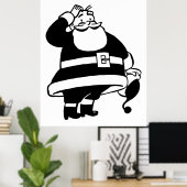 Retro  Black en White Kerstkerstkerstkerstman Poster (Thuiskantoor)