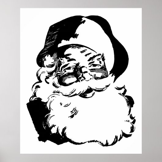 Retro Black en White Kerstkerstkerstkerstman Poster (Voorkant)