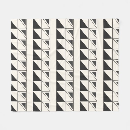 Retro Black en White Mid Mod Geometric Pattern Fleece Deken (Voorkant (Horizontaal))