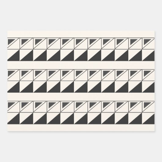 Retro Black en White Mid Mod Geometric Pattern Inpakpapier Vel (Voorkant)