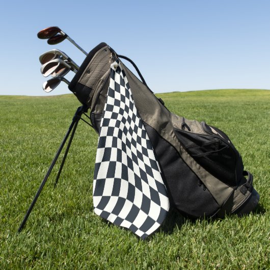 Retro Black en White Pastel Warped Checkerboard Golfhanddoek (Groen)