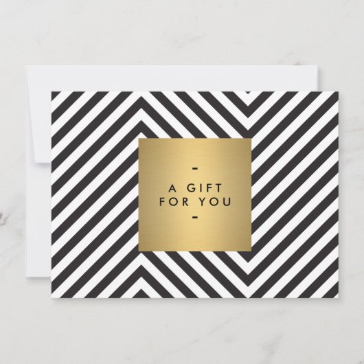 Retro Black en White Pattern Gold Name Cert (Voorkant)